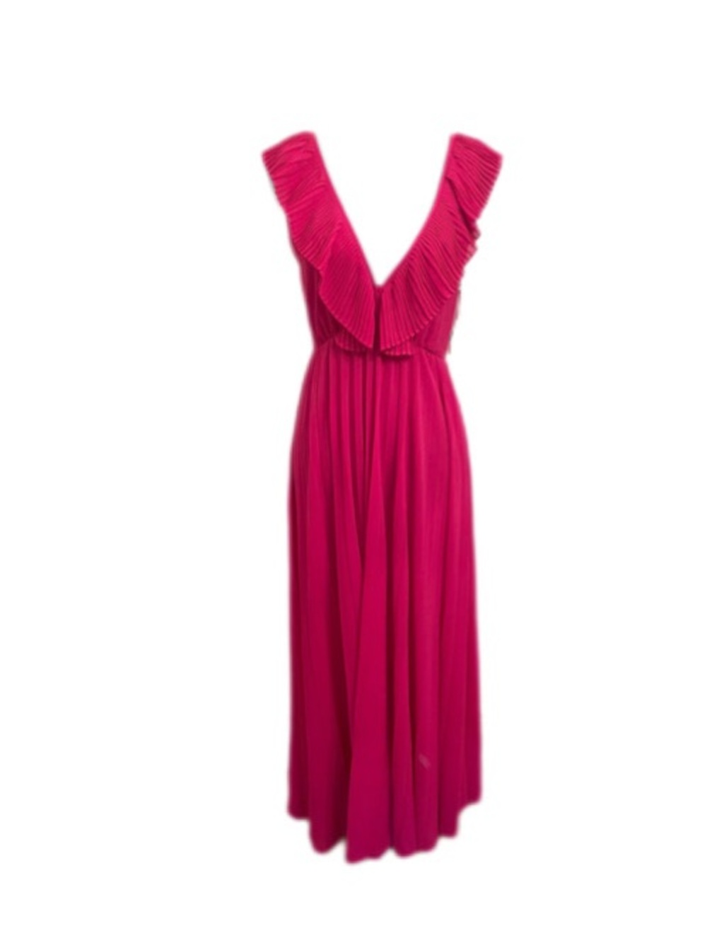Zara Fuchsia Ruffle V-Neck Maxi Dress